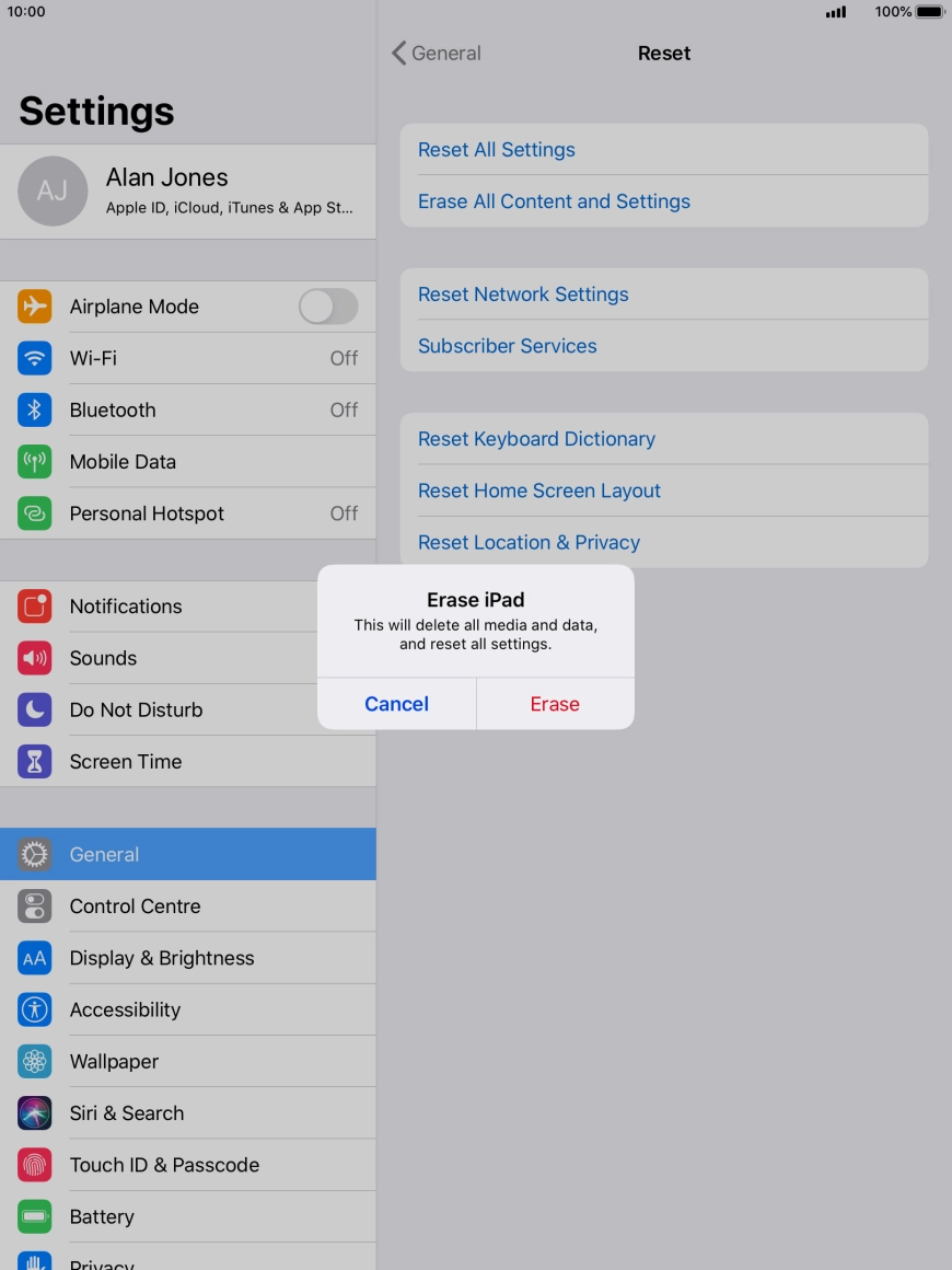 Press Erase.