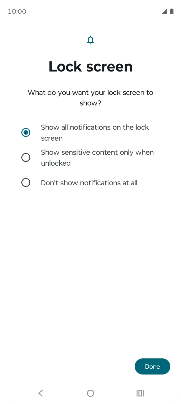 Press the required setting.