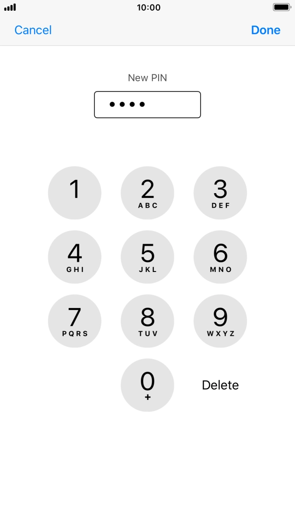 Key in a new four-digit PIN and press Done. Key in a new four-digit PIN and press Done.