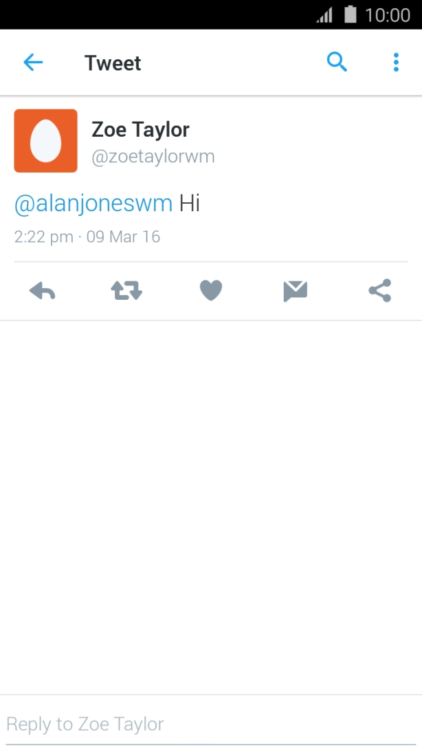 Press the reply icon. Press the reply icon.