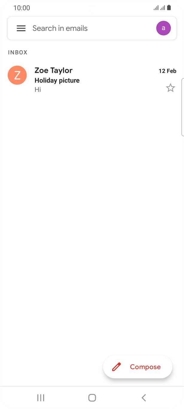 Press the email account icon. Press the email account icon.