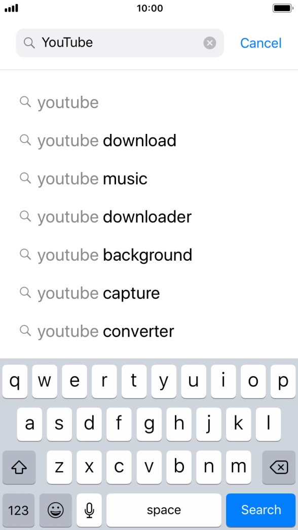 Key in YouTube and press Search. Key in YouTube and press Search.