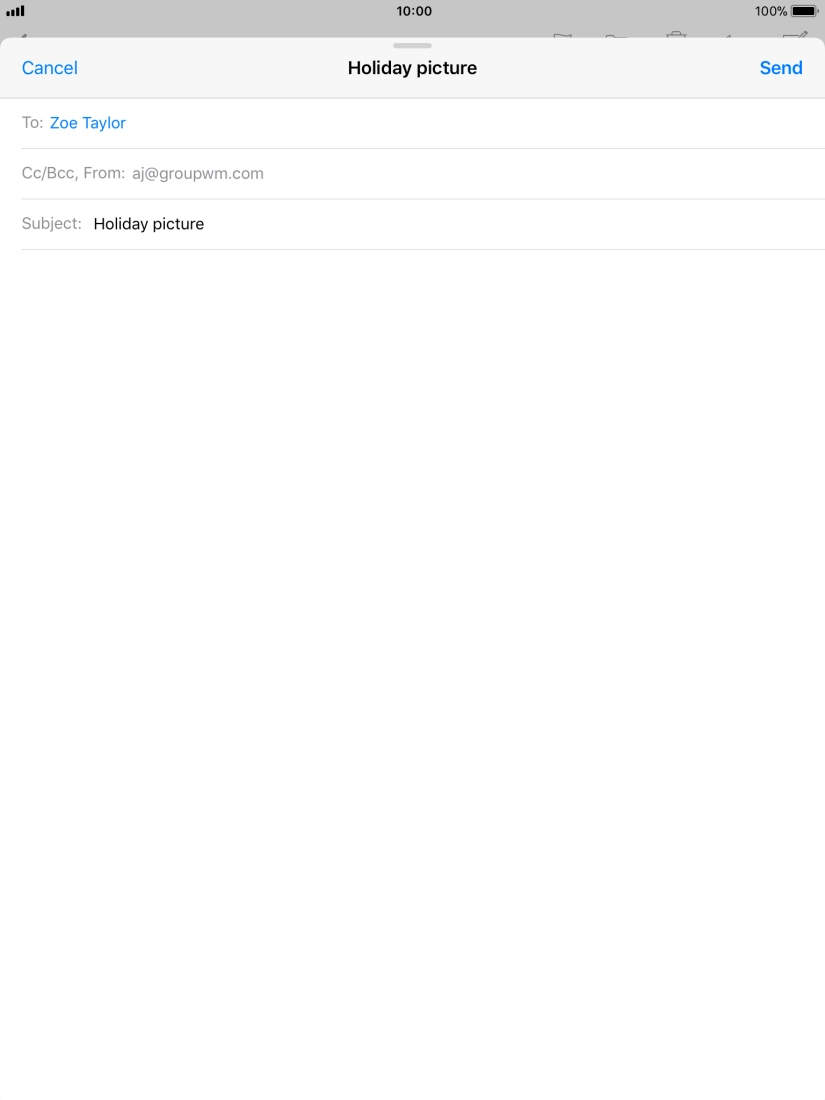Press the text input field and write the text for your email. Press the text input field and write the text for your email.