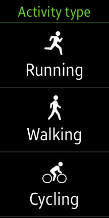 Press the required activity.
