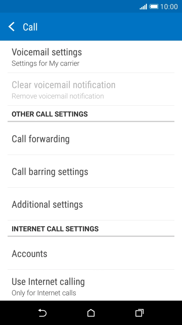Press Call barring settings. Press Call barring settings.