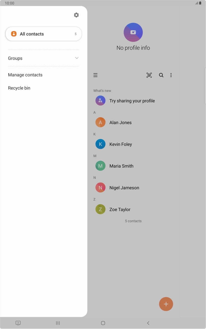 Press Manage contacts. Press Manage contacts.