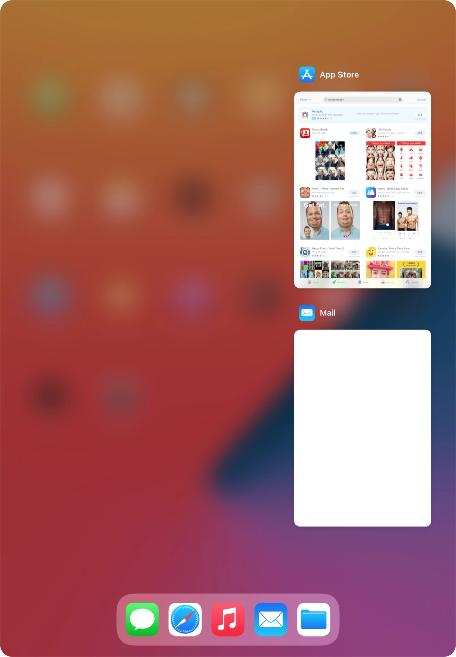 Slide upwards on the required application to end it. Slide upwards on the required application to end it.