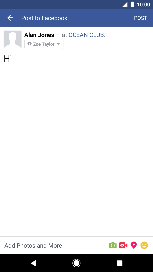 Write the required text and press POST.