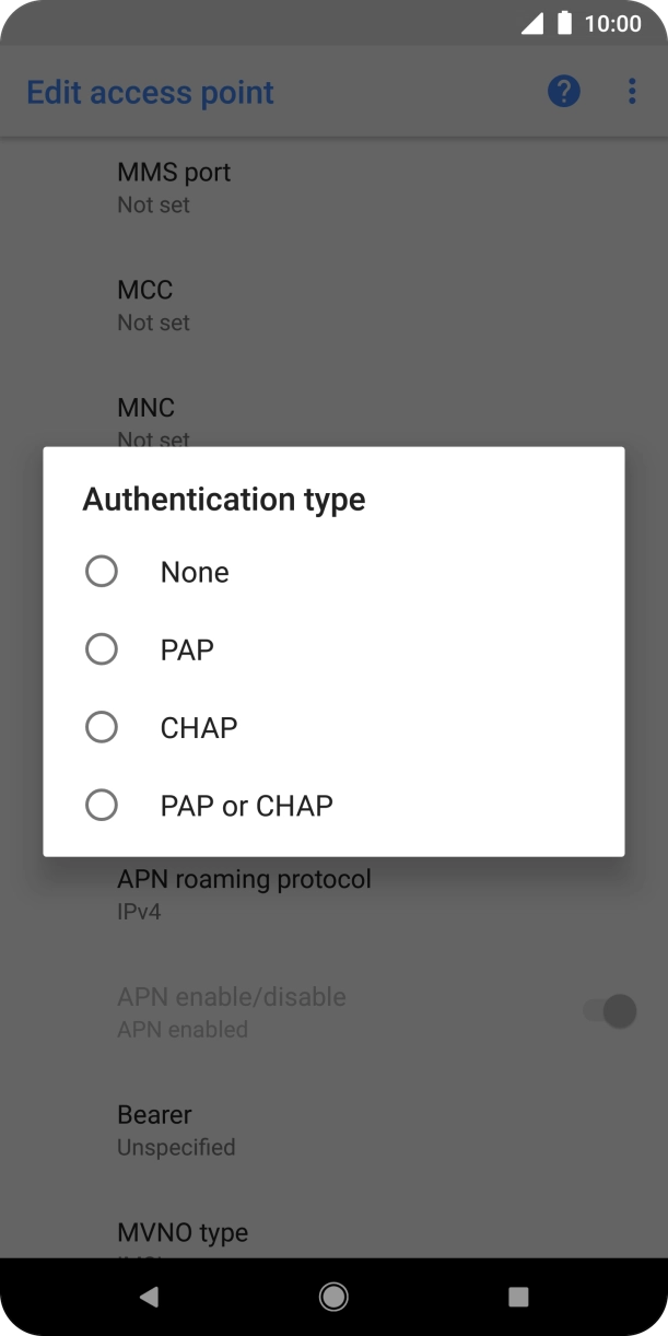 Press the required setting. Press the required setting.