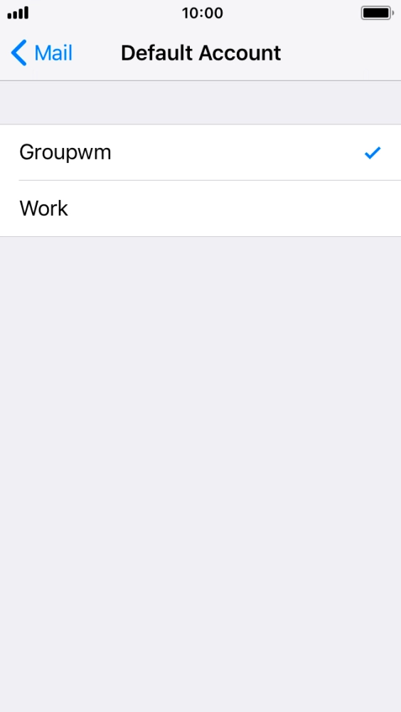Press the required email account to select the email account as your default account. Press the required email account to select the email account as your default account.