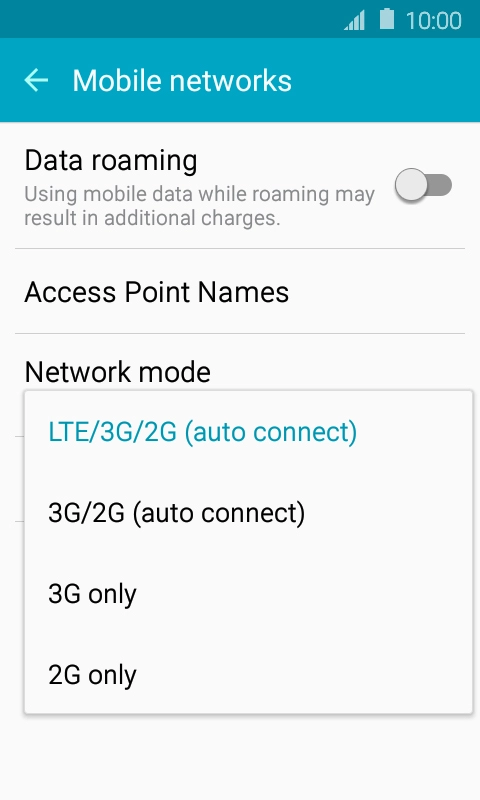 Press the required network mode. Press the required network mode.