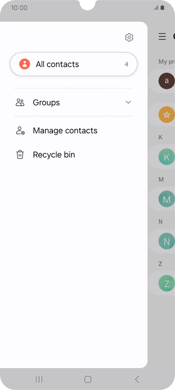 Press Manage contacts. Press Manage contacts.