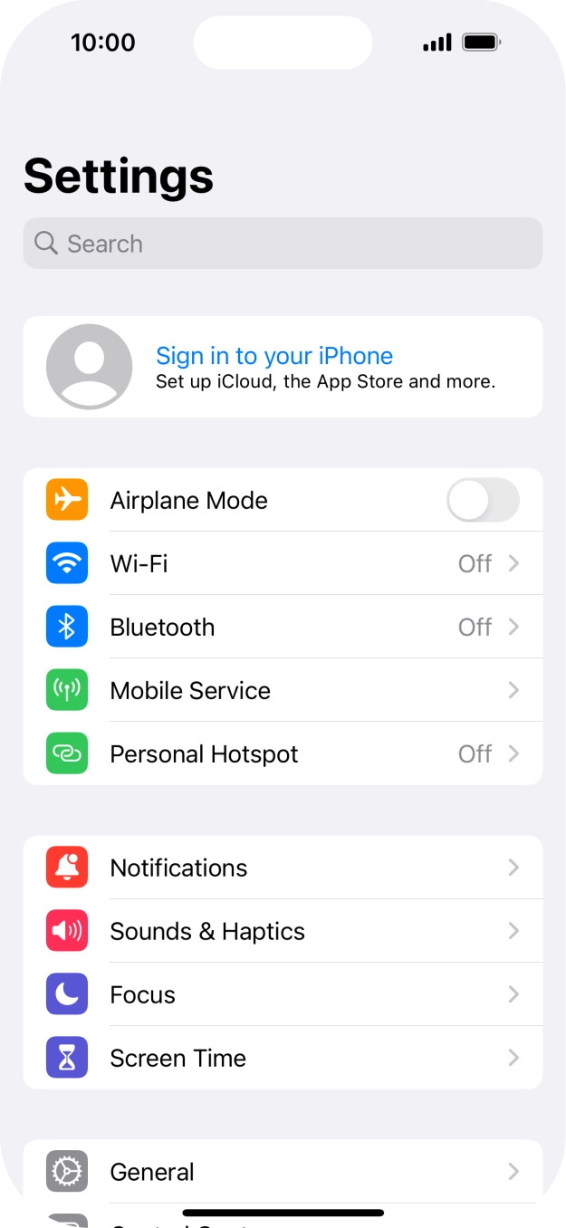 Press Sign in to your iPhone.