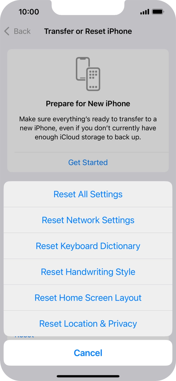 Press Reset All Settings. Press Reset All Settings.
