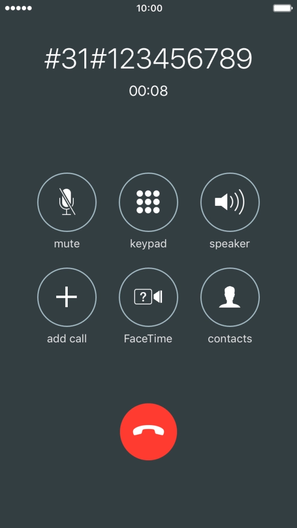 Press the end call icon.