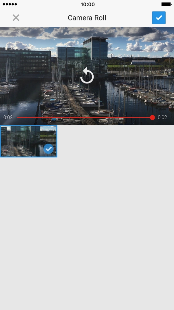 Follow the instructions on the screen to edit the video clip and press the confirm icon. Follow the instructions on the screen to edit the video clip and press the confirm icon.
