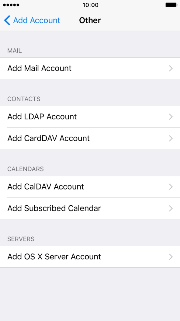 Press Add Mail Account. Press Add Mail Account.