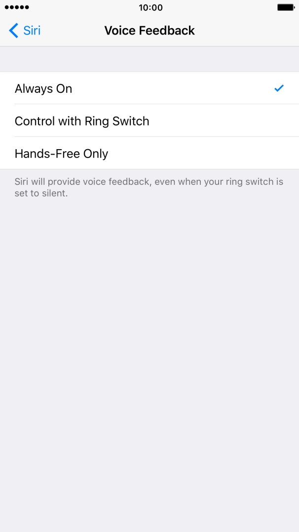 Press the required setting. Press the required setting.