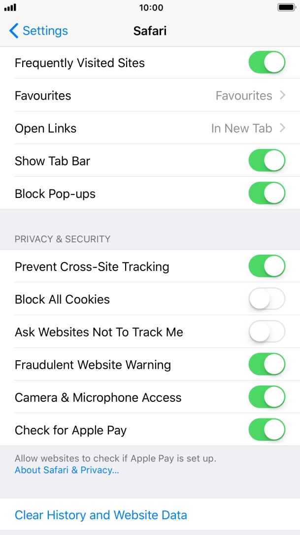 Press Clear History and Website Data. Press Clear History and Website Data.