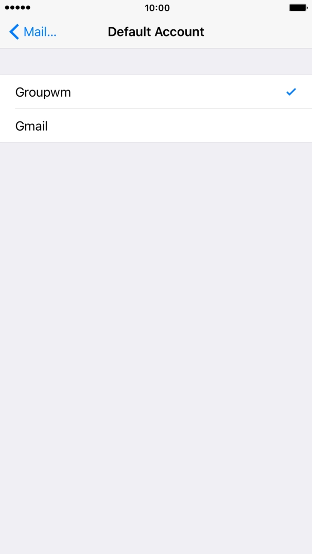 Press the required email account to select the email account as your default account. Press the required email account to select the email account as your default account.