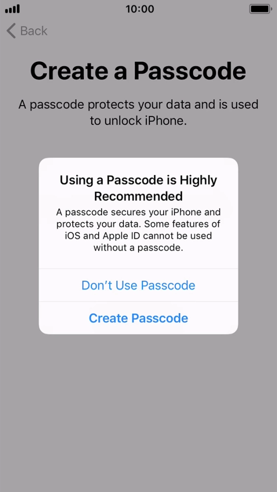 If you turn off the function, press Don't Use Passcode. If you turn off the function, press Don't Use Passcode.