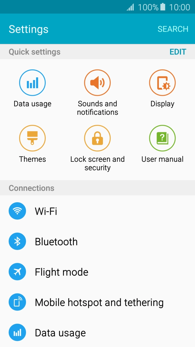 Press Mobile hotspot and tethering. Press Mobile hotspot and tethering.