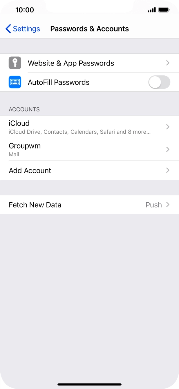 Press the name of the email account you've just set up. Press the name of the email account you've just set up.