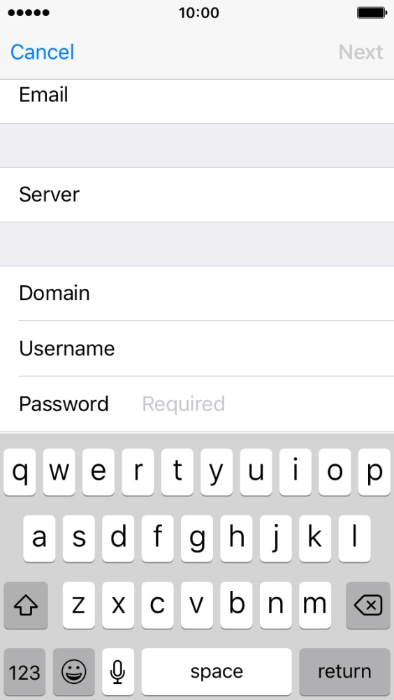 Press Password and key in the password for your email account. Press Password and key in the password for your email account.