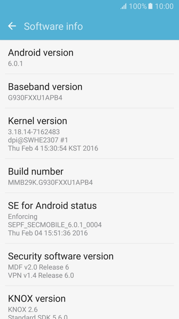 Your phone's software version is displayed below Android version. Your phone's software version is displayed below Android version.