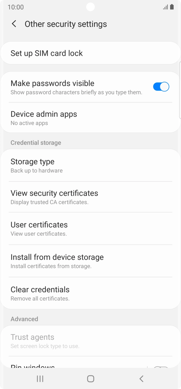 Press Set up SIM card lock. Press Set up SIM card lock.
