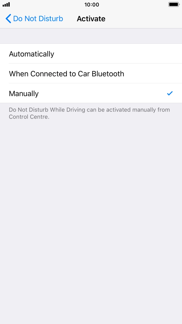 Press the required setting. Press the required setting.