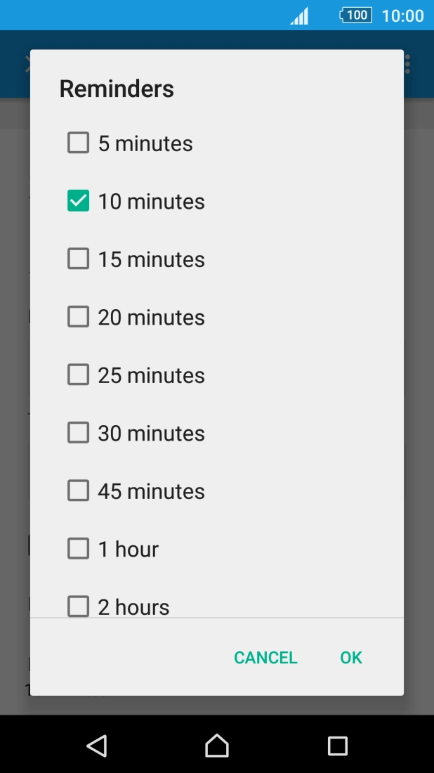 Press the required reminder.
