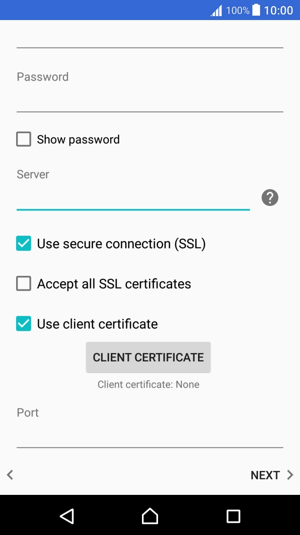 If you turn on the function, press CLIENT CERTIFICATE and follow the instructions on the screen to install the required certificate. If you turn on the function, press CLIENT CERTIFICATE and follow the instructions on the screen to install the required certificate.