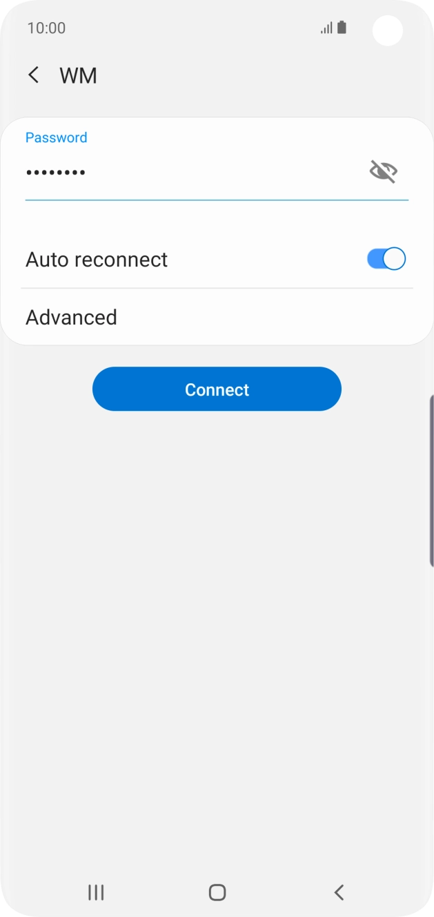 Key in the password for the Wi-Fi network and press Connect. Key in the password for the Wi-Fi network and press Connect.