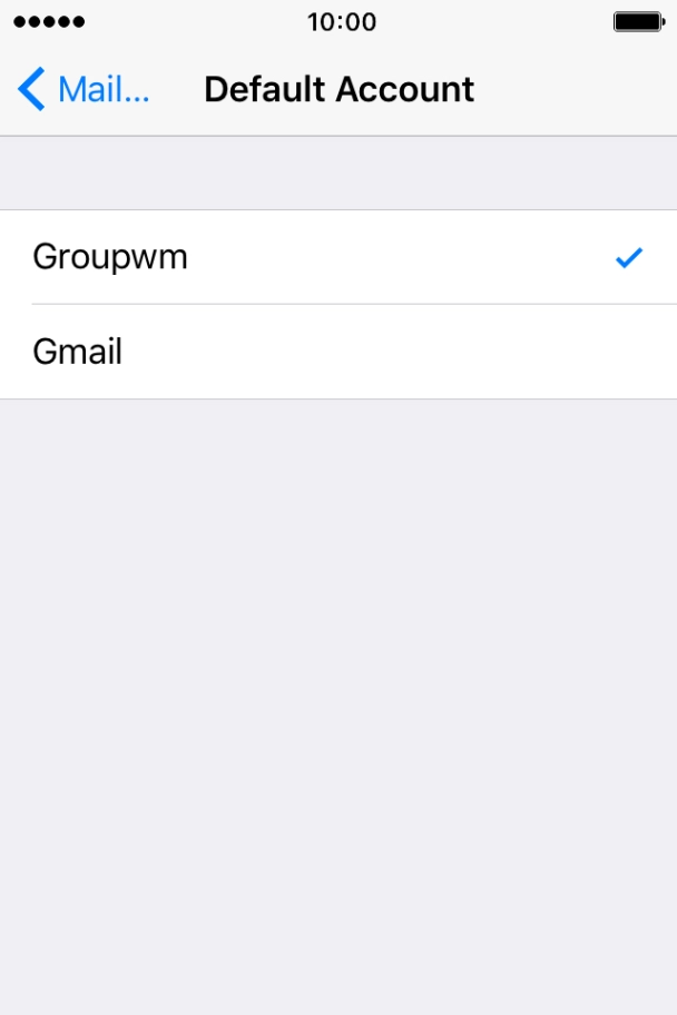 Press the required email account to select the email account as your default account. Press the required email account to select the email account as your default account.