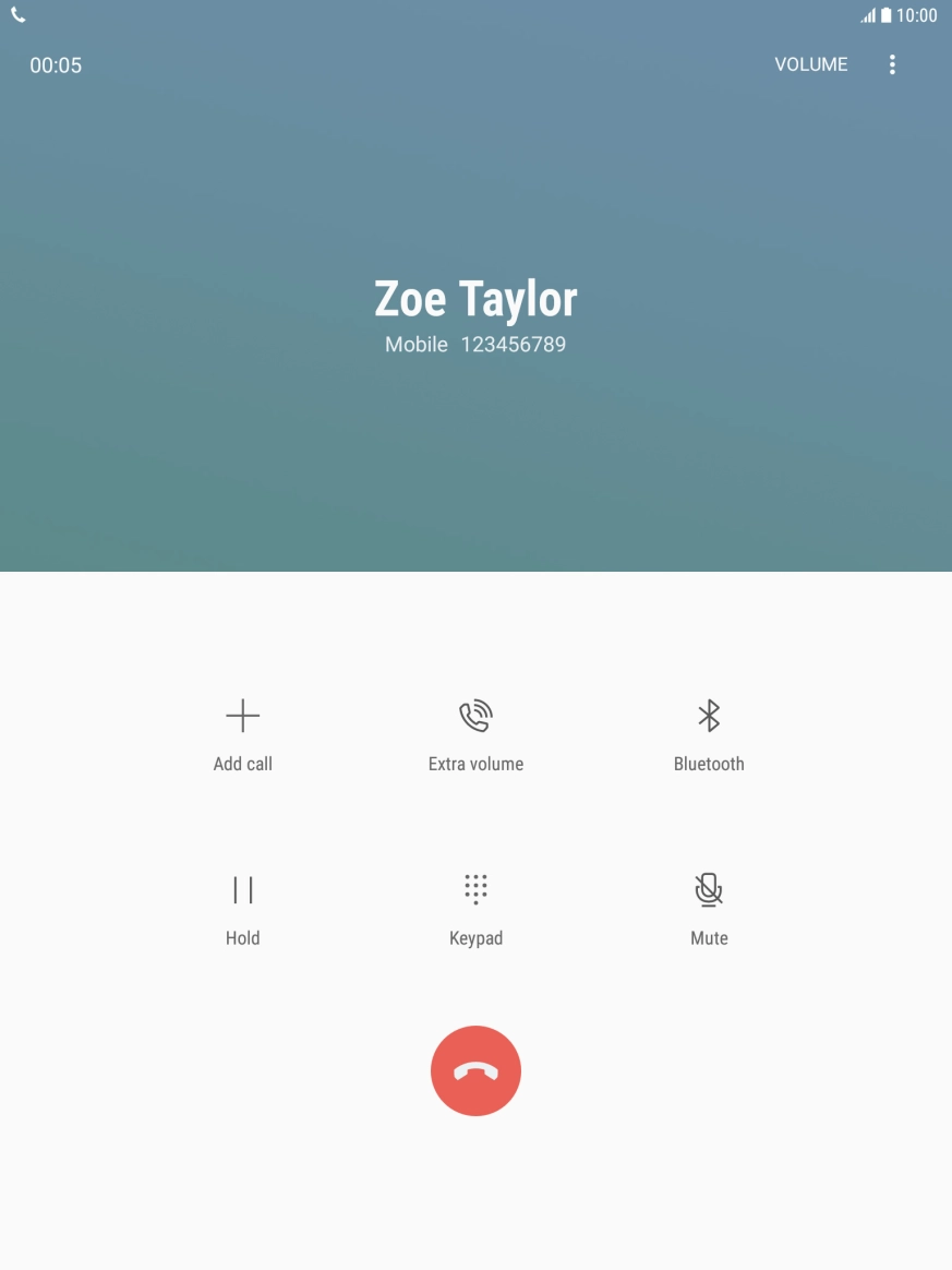 Press the end call icon. Press the end call icon.