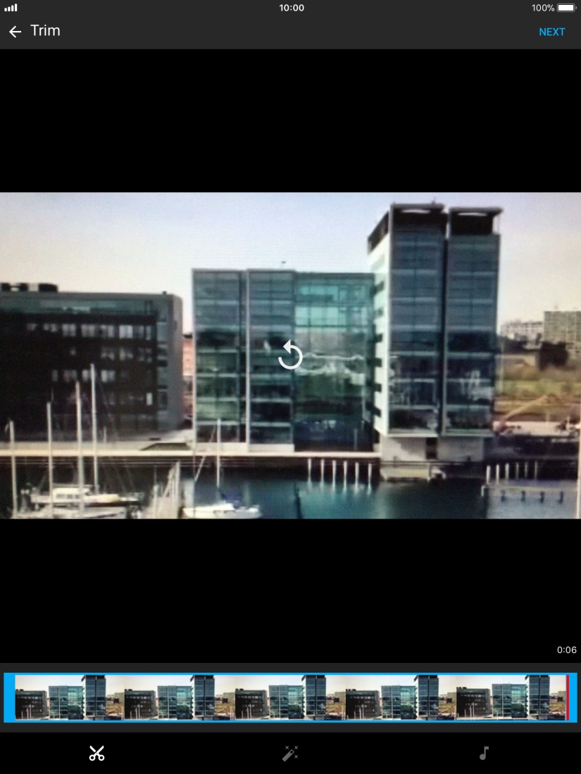 Follow the instructions on the screen to edit the video clip and press NEXT. Follow the instructions on the screen to edit the video clip and press NEXT.