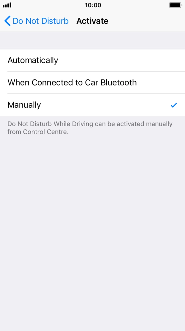 Press the required setting. Press the required setting.