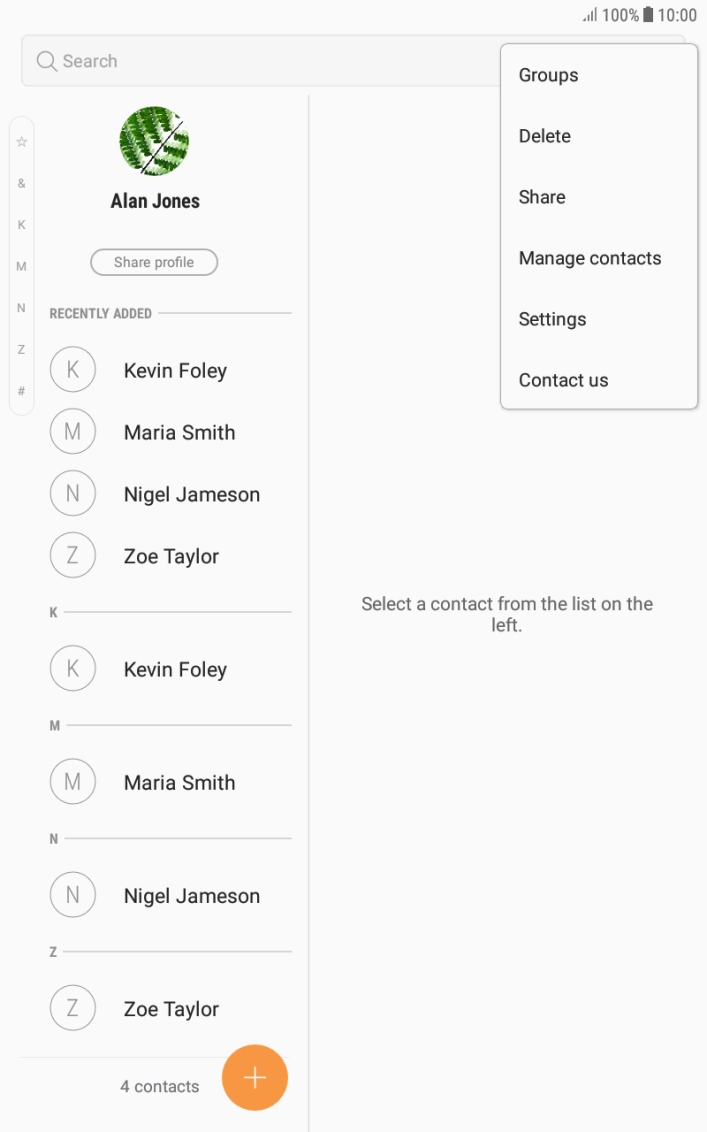 Press Manage contacts. Press Manage contacts.