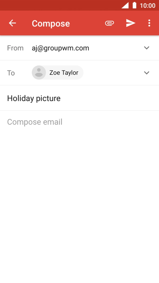 Press the text input field and write the text for your email. Press the text input field and write the text for your email.
