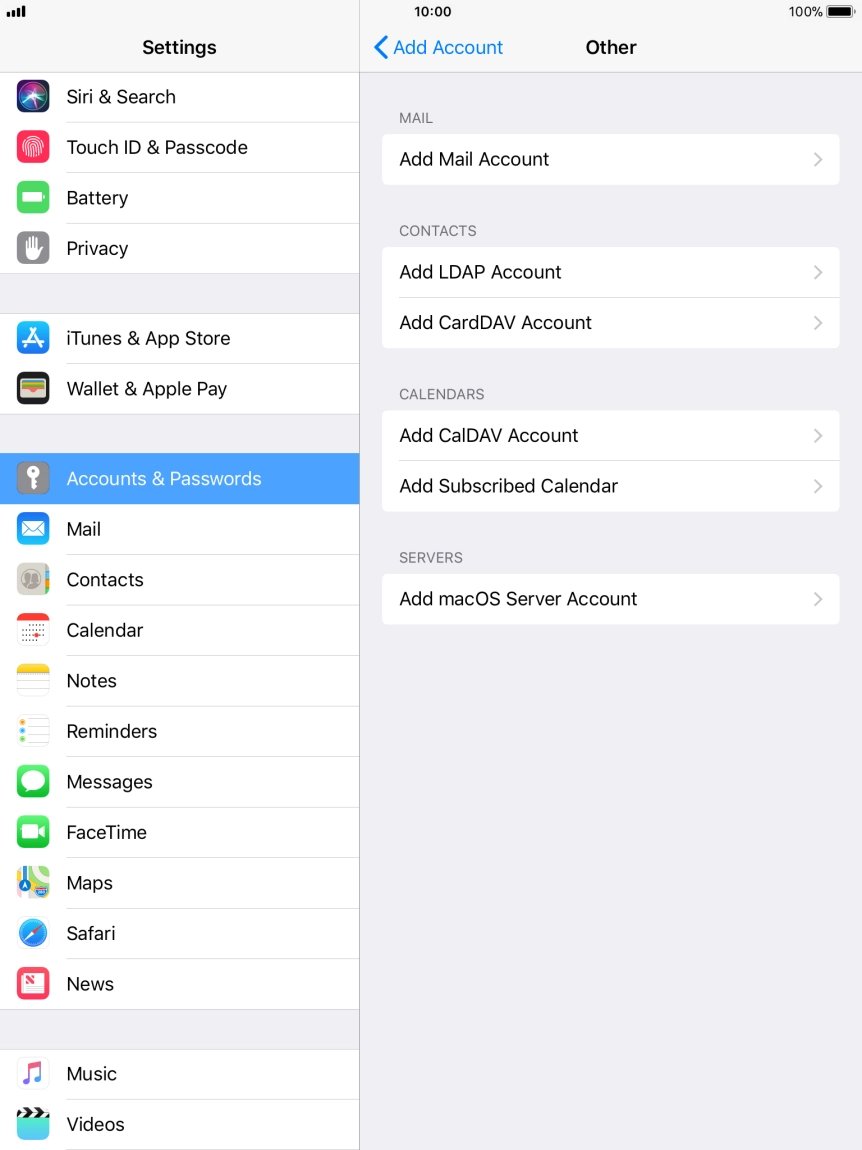 Press Add Mail Account. Press Add Mail Account.