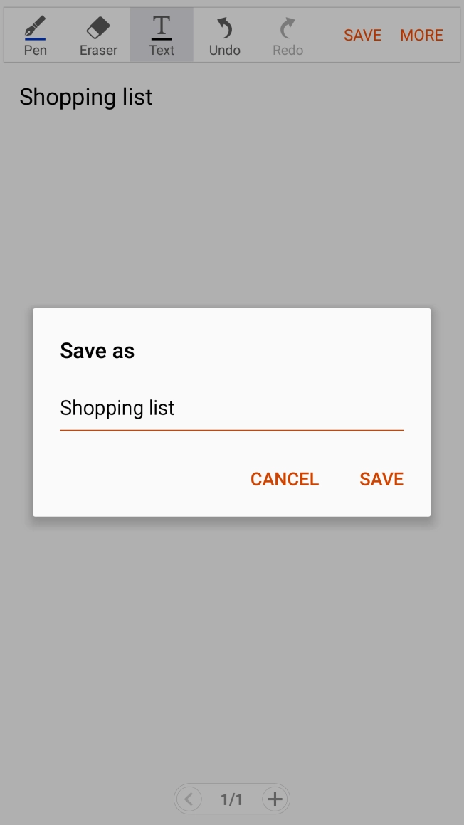Key in a name for the note and press SAVE.