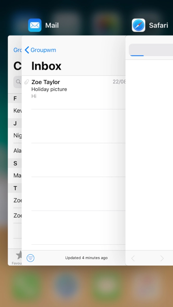 Slide the required application upwards to end it. Slide the required application upwards to end it.