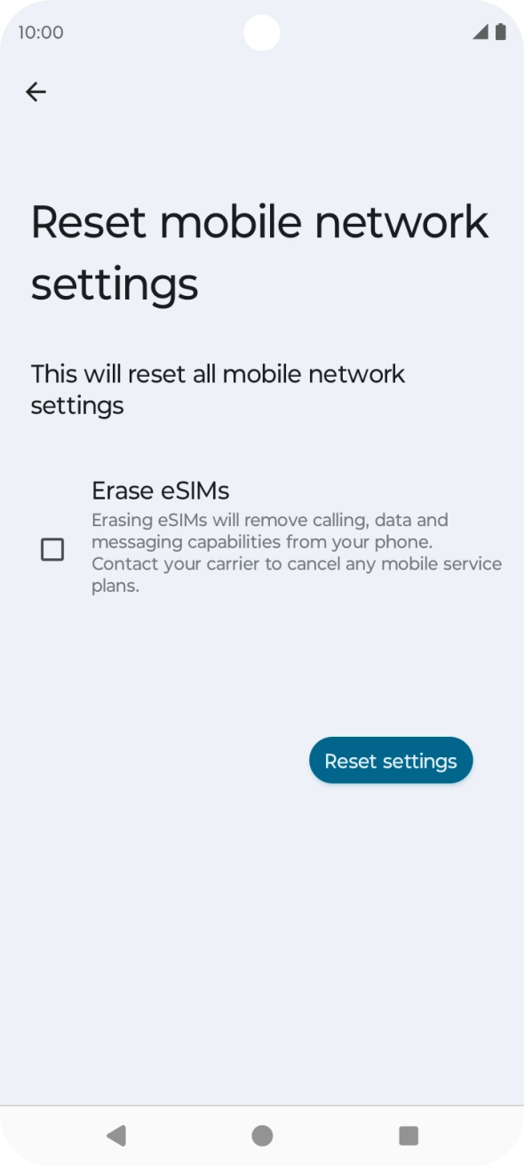 Press Reset settings. Press Reset settings.
