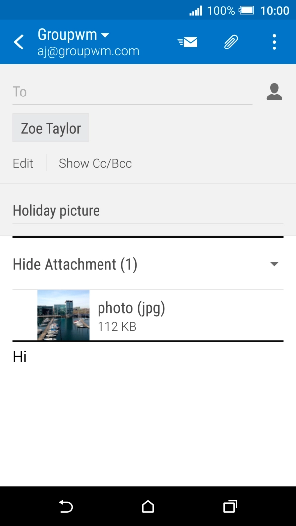 Press the send icon when you've finished your email.