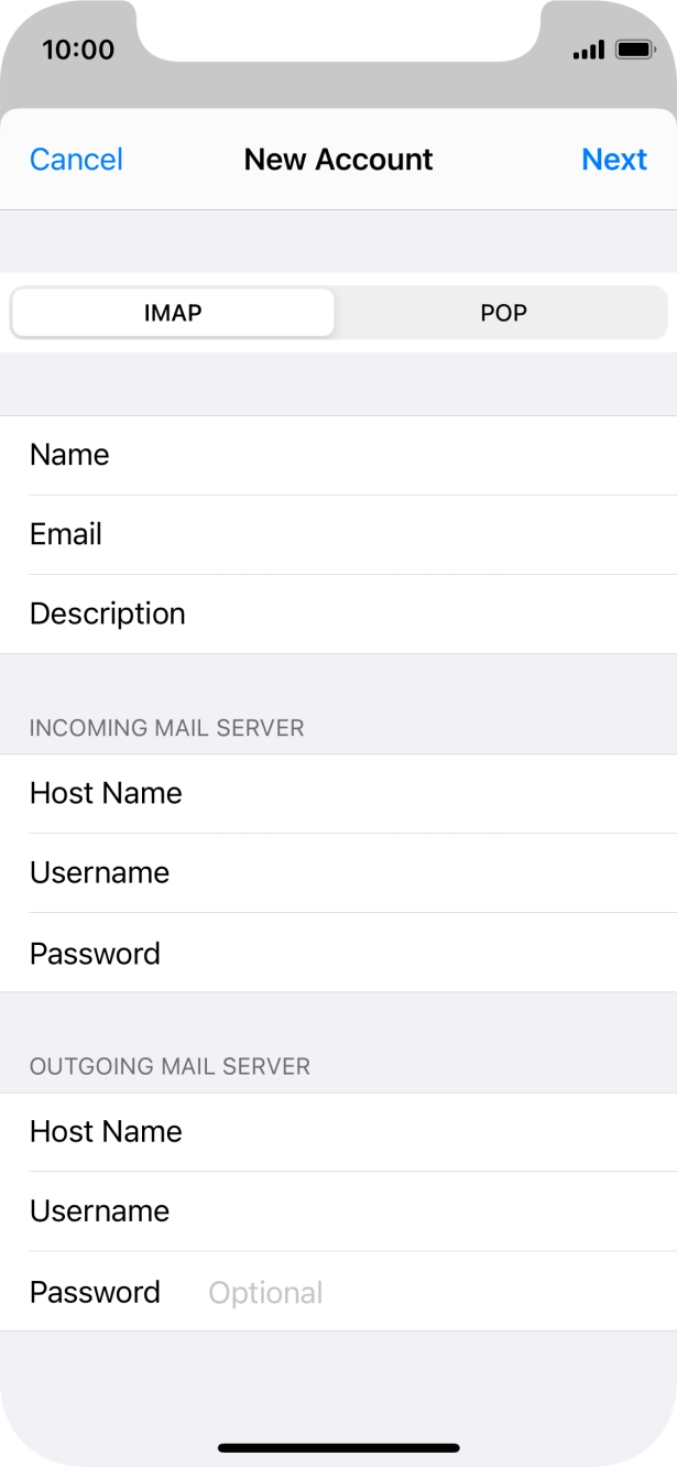 Press Password and key in the password for your email account. Press Password and key in the password for your email account.