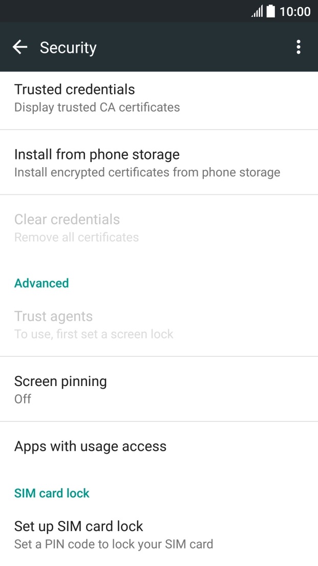 Press Set up SIM card lock. Press Set up SIM card lock.