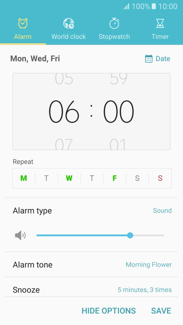 Press Alarm tone.