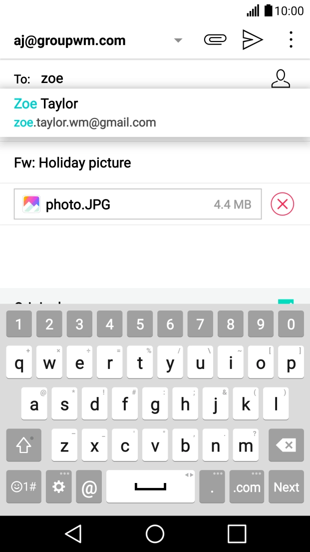 Key in the first letters of the recipient's name and press the required contact.