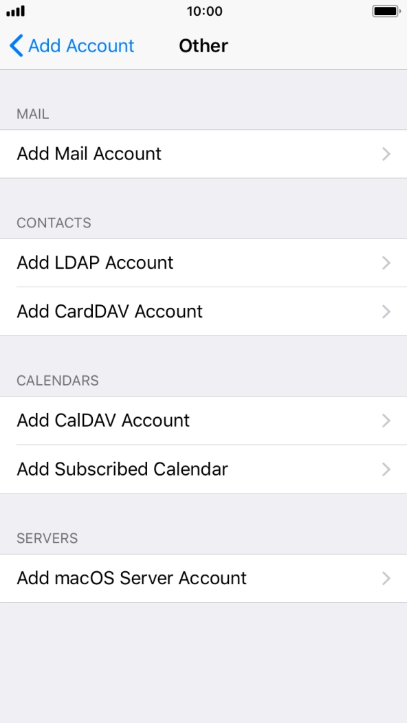 Press Add Mail Account. Press Add Mail Account.